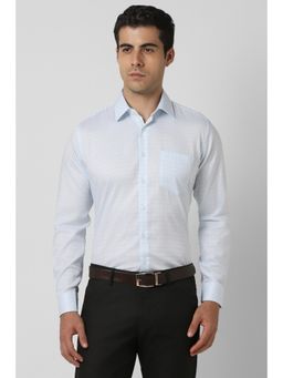Van Heusen - Men Light Blue Slim Fit Check Full Sleeves Wedding Shirt