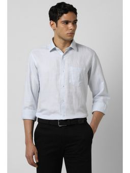 Van Heusen - Men Light Blue Regular Fit Textured Full Sleeves Formal Shirt