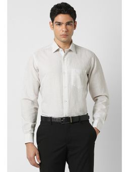 Van Heusen - Men White Regular Fit Print Full Sleeves Formal Shirt