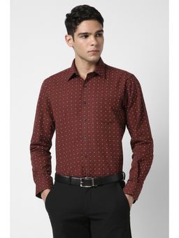 Van Heusen - Men Maroon Slim Fit Print Full Sleeves Formal Shirt
