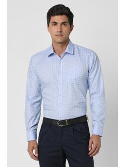 Van Heusen - Men Light Blue Slim Fit Check Full Sleeves Formal Shirt