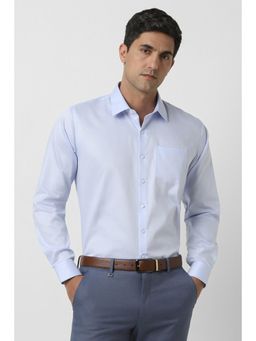 Van Heusen - Men Light Blue Slim Fit Textured Full Sleeves Formal Shirt