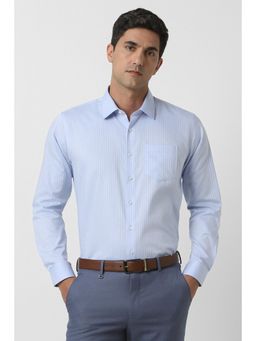Van Heusen - Men Light Blue Slim Fit Stripe Full Sleeves Formal Shirt