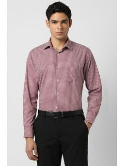 Van Heusen - Men Red Regular Fit Check Full Sleeves Formal Shirt