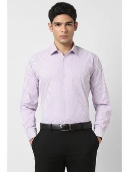 Van Heusen - Men Lilac Regular Fit Stripe Full Sleeves Formal Shirt