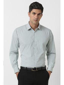 Van Heusen - Men White Regular Fit Stripe Full Sleeves Formal Shirt