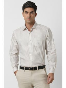 Van Heusen - Men Beige Regular Fit Check Full Sleeves Formal Shirt