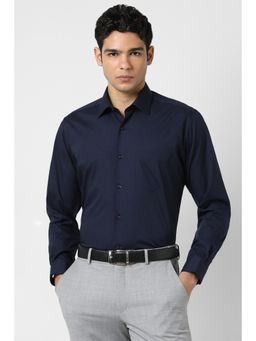 Van Heusen - Men Navy Regular Fit Textured Full Sleeves Formal Shirt
