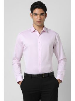 Van Heusen - Men Pink Slim Fit Textured Full Sleeves Formal Shirt