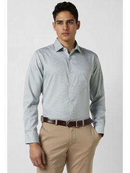 Van Heusen - Men Grey Regular Fit Textured Full Sleeves Formal Shirt