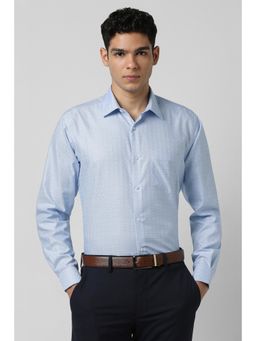 Van Heusen - Men Light Blue Regular Fit Textured Full Sleeves Formal Shirt