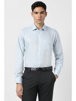 Van Heusen - Men Light Blue Regular Fit Textured Full Sleeves Formal Shirt