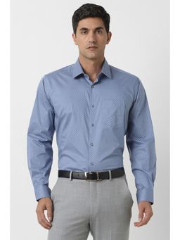 Van Heusen - Men Blue Regular Fit Print Full Sleeves Formal Shirt