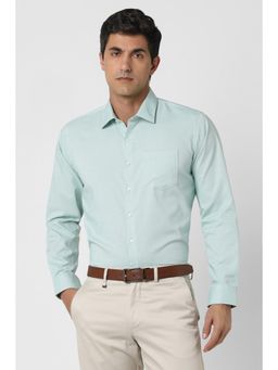 Van Heusen - Men Green Slim Fit Textured Full Sleeves Formal Shirt