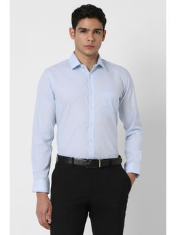 Van Heusen - Men Light Blue Slim Fit Check Full Sleeves Formal Shirt