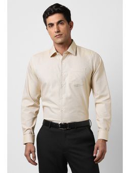 Van Heusen - Men Beige Slim Fit Textured Full Sleeves Formal Shirt