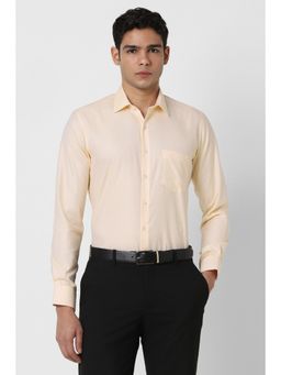 Van Heusen - Men Yellow Slim-Fit Textured Full Sleeves Formal Shirt