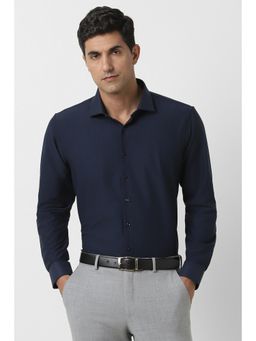 Van Heusen - Men Navy Slim Fit Solid Full Sleeves Formal Shirt
