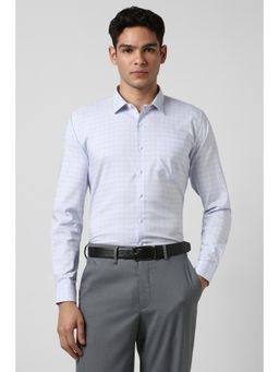 Van Heusen - Men Light Blue Slim Fit Check Full Sleeves Formal Shirt