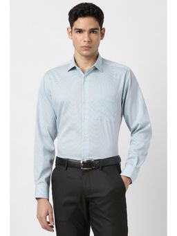 Van Heusen - Men Light Blue Regular Fit Textured Full Sleeves Formal Shirt