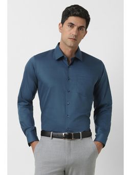 Van Heusen - Men Navy Slim Fit Check Full Sleeves Formal Shirt