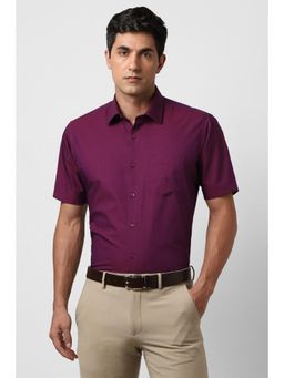 Van Heusen - Men Purple Regular Fit Textured Half Sleeves Wedding Shirt