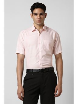 Van Heusen - Men Pink Regular Fit Textured Half Sleeves Wedding Shirt