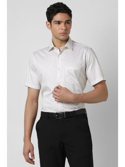 Van Heusen - Men White Regular Fit Print Half Sleeves Wedding Shirt