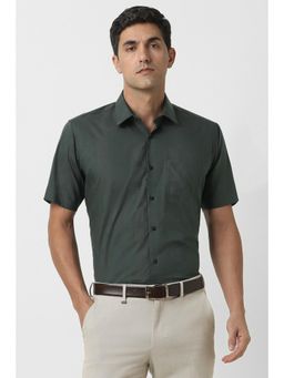 Van Heusen - Men Green Regular Fit Textured Half Sleeves Wedding Shirt