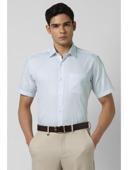Van Heusen - Men Light Blue Regular Fit Textured Half Sleeves Wedding Shirt