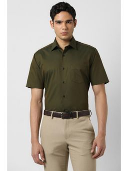 Van Heusen - Men Green Regular Fit Solid Half Sleeves Wedding Shirt