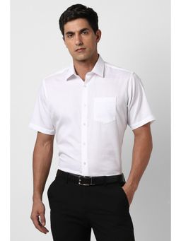 Van Heusen - Men White Regular Fit Textured Half Sleeves Wedding Shirt