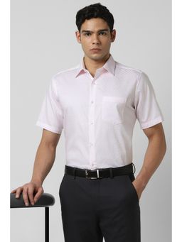 Van Heusen - Men Pink Regular Fit Textured Half Sleeves Wedding Shirt