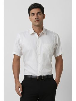 Van Heusen - Men White Regular Fit Textured Half Sleeves Wedding Shirt