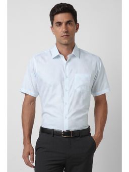 Van Heusen - Men Light Blue Regular Fit Textured Half Sleeves Wedding Shirt