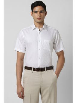 Van Heusen - Men White Regular Fit Textured Half Sleeves Wedding Shirt