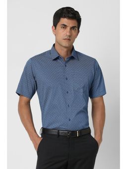 Van Heusen - Men Blue Regular Fit Print Half Sleeves Wedding Shirt