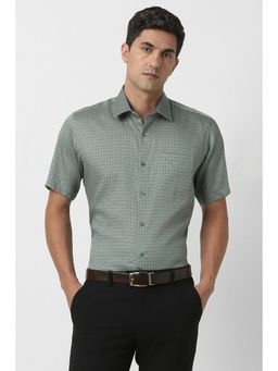 Van Heusen - Men Green Regular Fit Print Half Sleeves Wedding Shirt