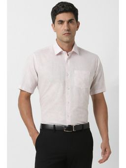 Van Heusen - Men Pink Regular Fit Print Half Sleeves Formal Shirt