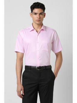 Van Heusen - Men Pink Regular Fit Solid Half Sleeves Formal Shirt