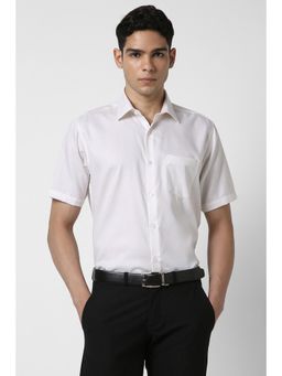 Van Heusen - Men White Regular Fit Textured Half Sleeves Formal Shirt