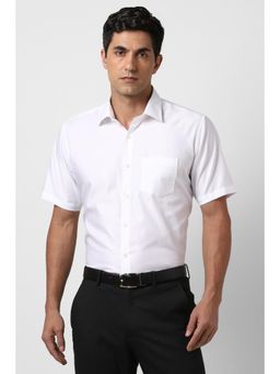 Van Heusen - Men White Regular Fit Solid Half Sleeves Formal Shirt