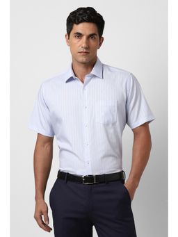 Van Heusen - Men Light Blue Regular Fit Stripe Half Sleeves Formal Shirt