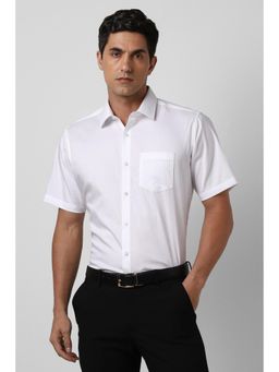 Van Heusen - Men White Regular Fit Stripes Half Sleeves Formal Shirt
