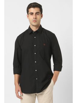 Van Heusen - Men Black Slim Fit Solid Full Sleeves Casual Shirt