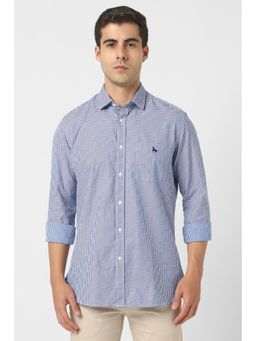 Van Heusen - Men Blue Slim Fit Check Full Sleeves Casual Shirt