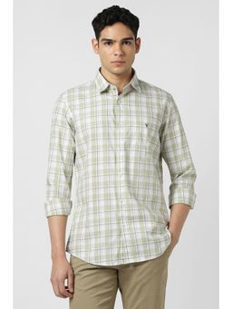 Van Heusen - Men Green Slim Fit Check Full Sleeves Casual Shirt