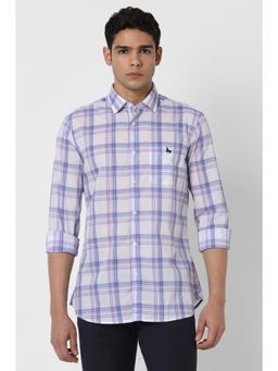 Van Heusen - Men Purple Slim Fit Check Full Sleeves Casual Shirt
