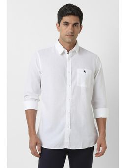 Van Heusen - Men White Slim Fit Textured Full Sleeves Casual Shirt
