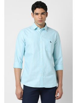 Van Heusen - Men Blue Slim Fit Stripe Full Sleeves Casual Shirt